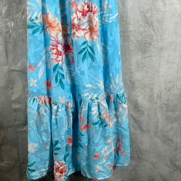 WILLOW DRIVE Women's Sky Blue Combo Off-The-Shoulder Floral-Print Maxi Dress - Picture 9 of 13